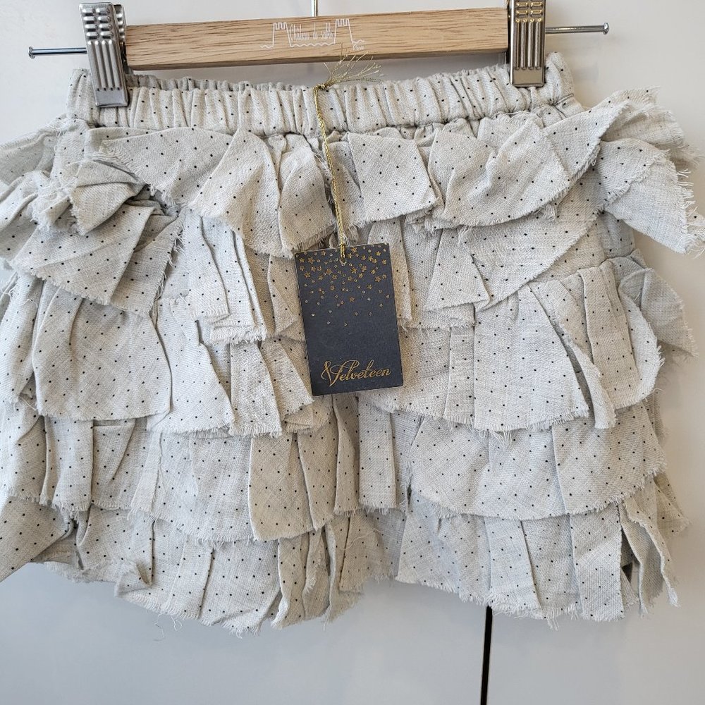 Velveteen ruffle polka dot skirt 4Y